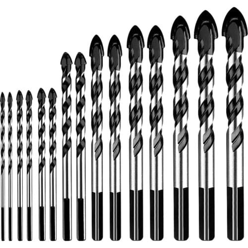 Masonry Drill Bit Set 15 Pcs Tungsten Carbide Tip Twist Drill Bitsfor Porcelain Ceramic Tile Concrete (3-16mm)