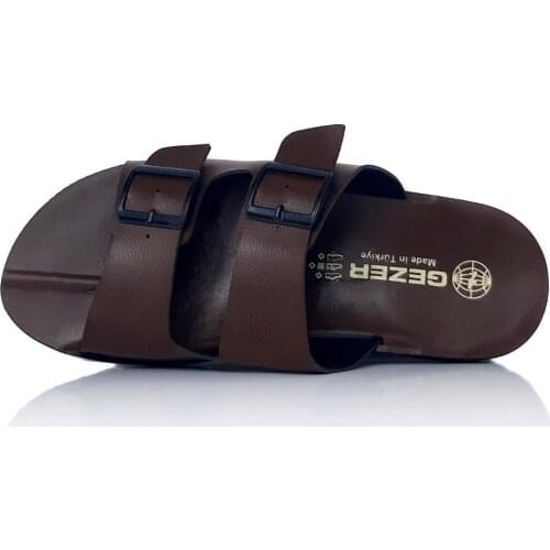 Overhead Buckled Men House Slippers Handy Black and Brown