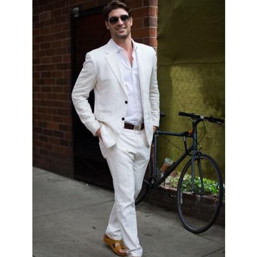 ANNIEBRITNEY White 2 Piece Slim Men Business Suit Tailor Made Groom Wedding Tuxedo 2 Piece Prom Wedding Business Men Suit Set