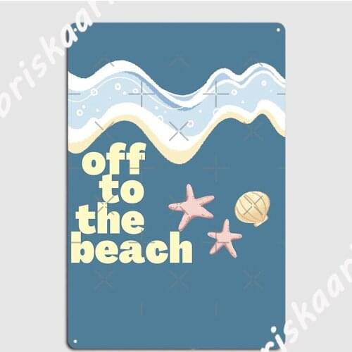 Off To The Beach Design In Yellow Summer Metal Sign Painting Décor Club Bar Funny Club Party Tin sign Poster