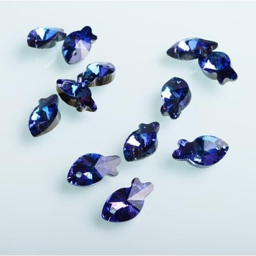 Wholesale Faceted Crystal Beads Fish Shape Pendant Glass Beads For Jewelry Making