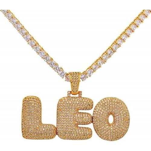 Custom Name Bubble Letters Pendant Necklace Hip Hop Mens Personalized Jewelry Gold Silver Charm Chains Gifts