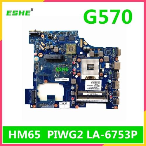 PIWG2 LA-6753P For LENOVO Ideapad G570 Laptop motherboard HM65 216-0774207 DDR3 G570 Independent Graphics Card Motherboard