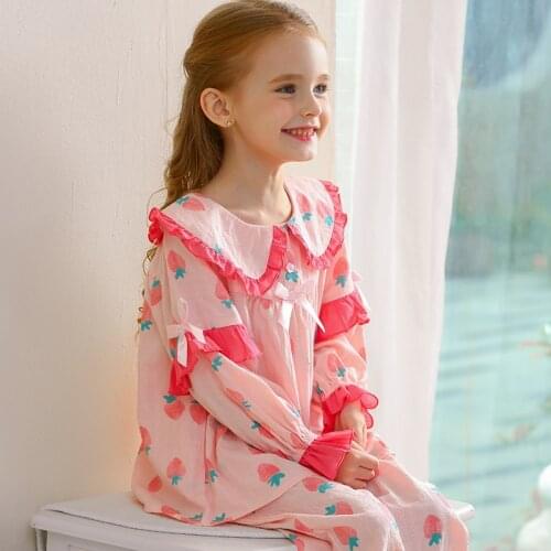 2pcs Girls Pajamas Set Baby Sleepwear Cotton Lace Long Sleeve Print Cute Home Costume Children Pyjamas Princess