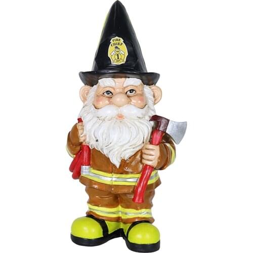 Resin Sculpture Fireman Gnome Statue Whimsical Garden Decoration For Patio Decor Home Decor Garden Decor Christma charitable