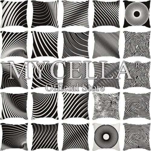 Strips Black Pillowcase Cushion Cover Polyester Cotton Linen zebra Throw 45x45cm Home Sofa Bed Car Decorative Pillowcover Decor