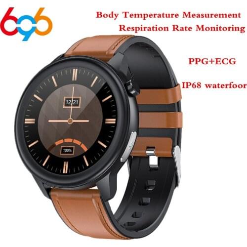 E80 Body Temperature Measurement Smart Watch Men Women PPG+ECG IP68 Waterproof Respiration Rate Fitness Tracker SmartWatch