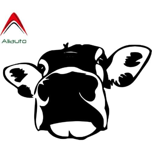 Aliauto Funny Car Sticker Cow Big Face Interesting Decorative Decal Automobile Motorcycles Accessories Black/Silver PVC,13cm*9cm