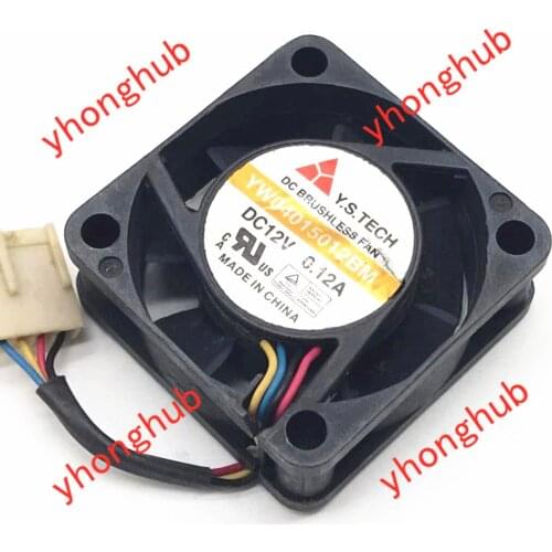 Y.S.TECH YW04015012BM DC 12V 0.12A 4-wire 40x40x15mm Server Cooling Fan
