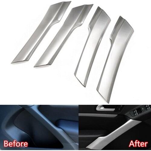 YAQUICKA 4Pcs Car Interior Door Armrest Handle Decoration Trim Sequins Bezel Styling For Volkswagen Tiguan 2010-2015 Car-covers