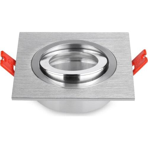 Factory Sale Aluminum Square Adjustable Silver Recessed LED Halogen Bulbs Down Light Frame MR16 GU10 LED Spotlights Fixtures