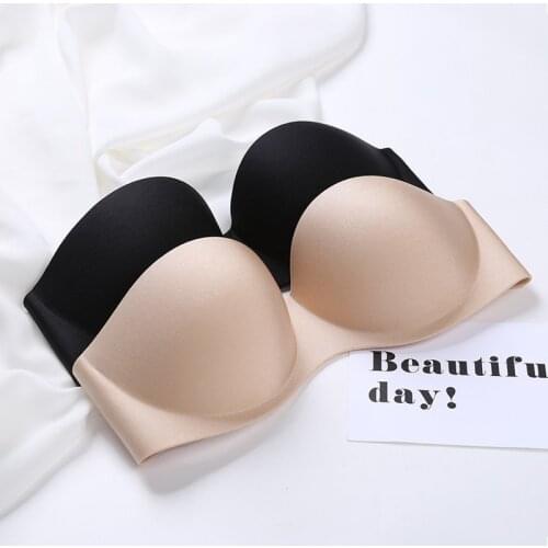 Sexy Wireless Bra Women Fashion Plus Size A-E Soft Black Seamless Lingerie Strapless Invisible Bralette Push Up Bra Oversize