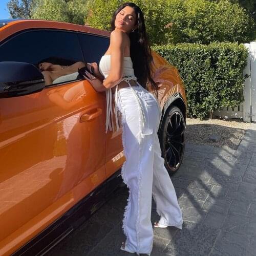 Celebrity Kylianna 2021 Street Fringe New White Top Fashion Vest Women