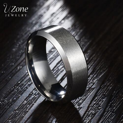 Uzone Simple 8mm 6mm Frosted Titanium Steel Iron Couple Ring Steel Color Personality Finger Jewelry For Man Women