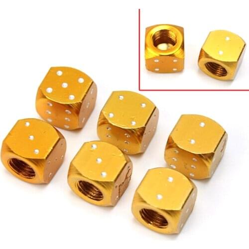 1Pair Gold Aluminum Auto Wheel Stem Tyre Air Valve Dustproof Cap Dice Tire Tyre Valve Caps Bike MTB Truck Tire Valve Dust Cap