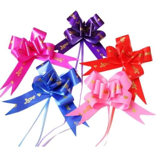 10pcs Christmas Pull Bows Navidad Tree Ornaments Noel Ribbon Bow New Year Gifts Decoration Wedding Car Knot Bow for Craft Natal