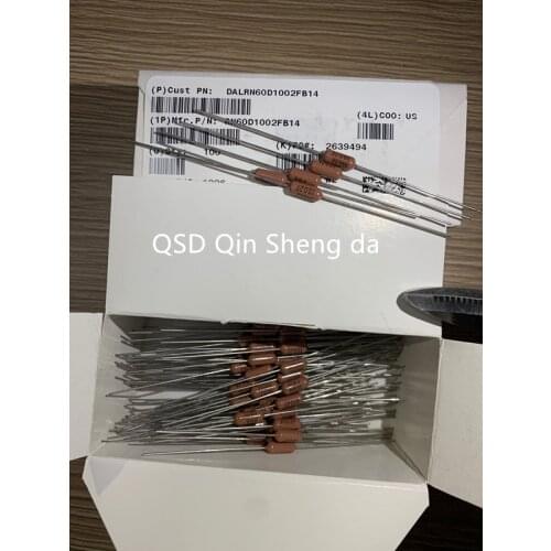 100PCS/LOT 100% New and original DALE 0.25W 1/4W RN60D1002FB14 1% metal film resistor is 10k 1002
