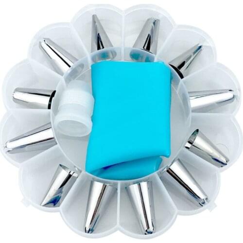 14Pcs Icing Piping Cream Pastry Bag Nozzle Set DIY Cake Decorating Set Stainless Steel Nozzle Set With Collecting Storage