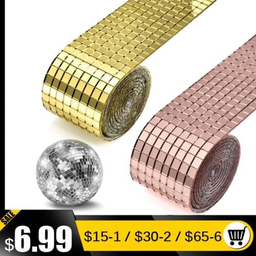 2 pcs Self-Adhesive Real Glass Mirror Mosaic Tiles Mini Square Round Glass Craft For DIY Handmade Crafts,Ball,Party Home Decor