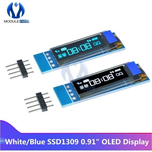 5PCS SSD1306 Blue/White OLED LCD Display 0.91 Inch 128x32 IIC I2C Serial DIY Module Driver IC 0.91" 12832 For Arduino PIC