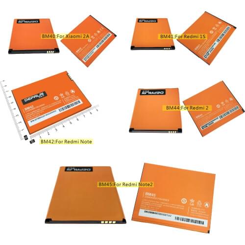 New Good quality BM45 BM40 BM41 BM42 BM44 Battery For Xiaomi Mi Redmi Note 2/ Mi2S Mi 2 2A Redmi 1S Note1 Redmi 2 Batteries
