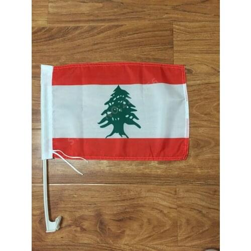 30x45CM Lebanon window Car flag polyester Car decoration with flagpole Free Shipping