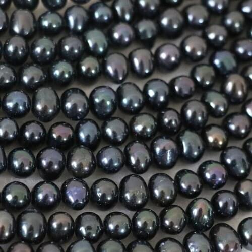 8-9mm Natural Pearls Real Freshwater Pearl Beads Black Near Round Loose Pearl Beads For DIY Bracelet Necklace Jewelry Making 14"