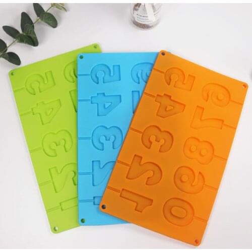 Digital Cake Baking Mold Lollipop Mold DIY Birthday Digital Chocolate Digital Silicone Mold (Random Color)