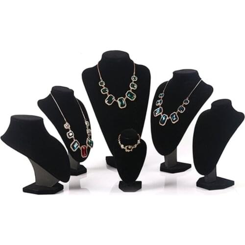 Display Jewelry Display Stand Black Flannel Jewelry Organizer Display Stand for Earring Necklace Chain and Pendant Stand