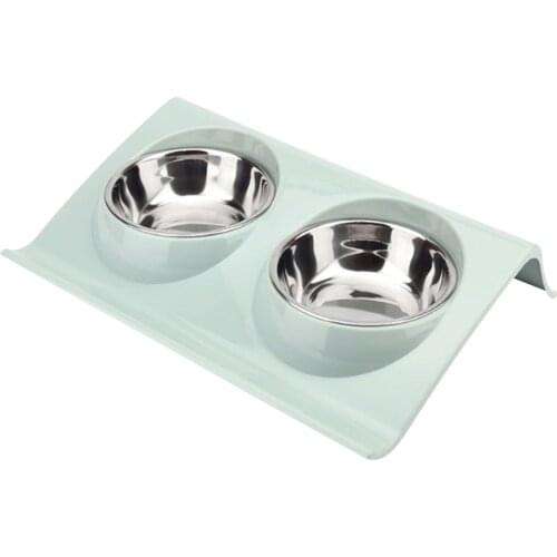 Double Dog Cat Bowls Stainless Steel Pet Bowls with No-Spill Bottom Food & Water Feeder Raised Bowls for Cats Medium Small Dogs