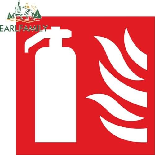 EARLFAMILY 13cm x 13cm For Fire Extinguisher on Board Vinyl Car Stickers Car Styling Decal Funny Waterproof Suitable for GTR EVO