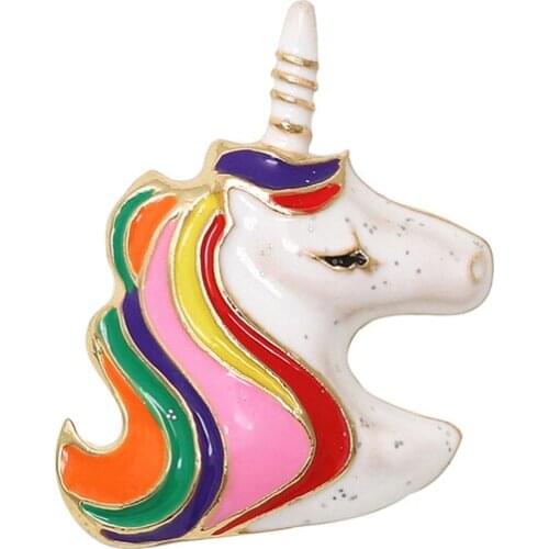 OneckOha Enameled Unicorn Brooches Zinc Alloy Horse Brooch Pin Hot Selling Animal Pin
