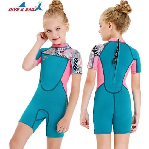 Wetsuits Kids/Youth 2.5mm Neoprene Shorty Short Sleeve One Piece Surfing Swimming Diving Swimsuits Keep Warm Back Zip Boy Girls