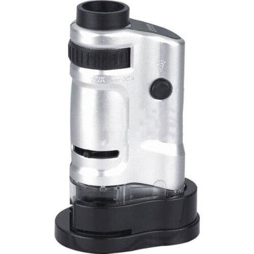 Mini Portable Microscope Pocket 10081-8 20X-40X Handheld LED Lamp Light Loupe Zoom Magnifier Magnifying Glass Pocket Lens