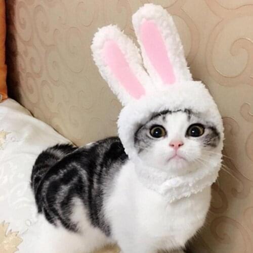Cute Pet Costume Cosplay Rabbit Ears Cap Hat for Cat Halloween Xmas Clothes Fancy Dress with Ears Autumn Winter Paty Accessorie