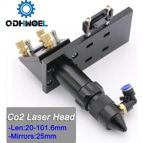 CO2 Laser E Head for Focus Lens Dia.20 FL.101.6mm & Mirror 25mm Mount