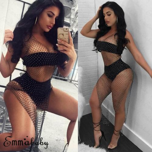 Summer New Elegant Sexy Women Lace Fishnet Bikini Cover Ups Swimwear Bathing Suit Beach Fashion Dress