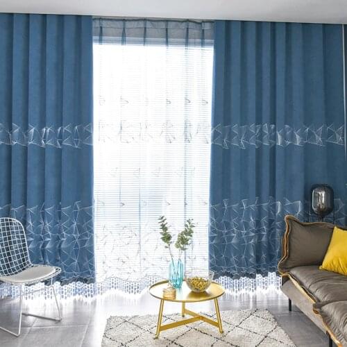 Fashion Simple Bedroom Living Room Modern Embroidered Blackout Curtains
