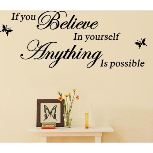 Wallstickers Etiqueta Da Parede Believe In Yourself Paper Stickers QuotesLiving Room Decor Wall Sticker 18MAR29