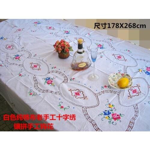 Foreign trade export fine line hand-stitch tablecloth cotton crochet flower bed cover 178X268cm