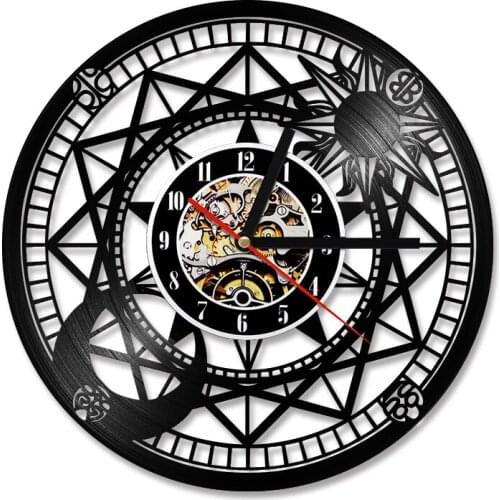 Jupiter Wall Clock Constellation Vinyl Record Wall Clock Sun and Moon Retro Star Astronomic Art Vinyl Disk Crafts Hanging Watch