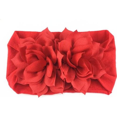 20pcs/lot ,8cm Lotus flowers Nylon Headband with Chiffon Flowers Baby Girls Head Band Children Soft Cotton Headwear