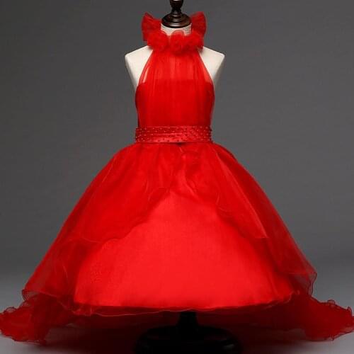 New Flower Girl Dresses princess dress kids baby girl children infantis clothing summer costume 2-7 age with train