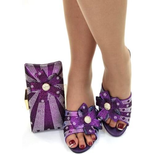 OLOMM Italian Shoes With Matching Bags Set Italy African Womens Party Shoes and Bag Sets Puple Color Women shoes!B1-11