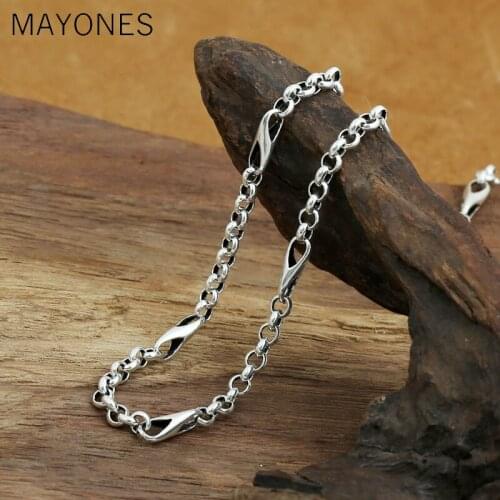 4mm Thick Couple Initial Necklace 100% Real 925 Sterling Silver Men Triangle chain Best Friend Necklace Pendant Long Jewelry