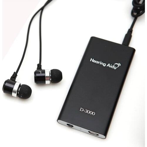 Portable Hearing Aid Pocket Sound Amplifier Adjustable Volume Ear Care MP3 for Deaf Elderly Bone Conduction Headphones Black