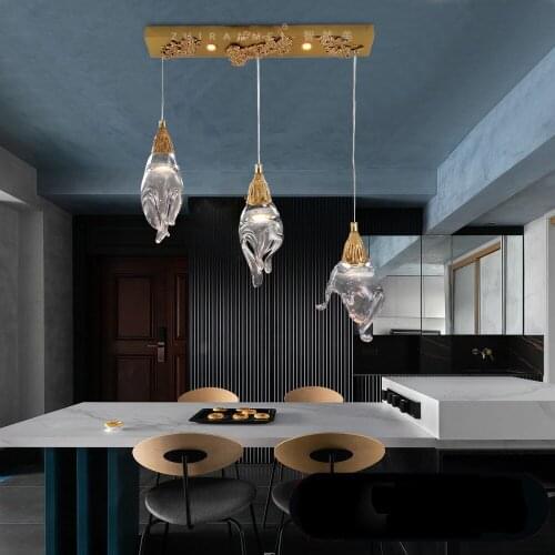 Luxury copper bar chandelier aestheticism handmade coloured glaze dining room lamp elegant appearance living room lighting