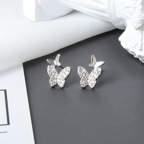 2020 NEW Fashion Women Metal Butterfly Ear Studs Earrings Party Silver Color Earring Jewelry High Quality for Female Brincos