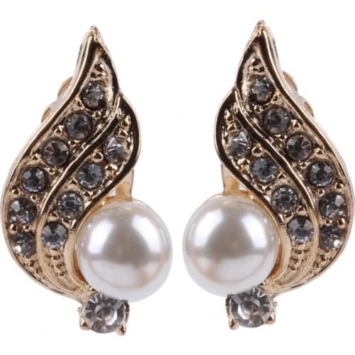 Angel Wings Earrings Long Crystal Clip Pearl Ear Cuff fine shiny Earrings In Jewelry Gifts For Women Charm Earrings