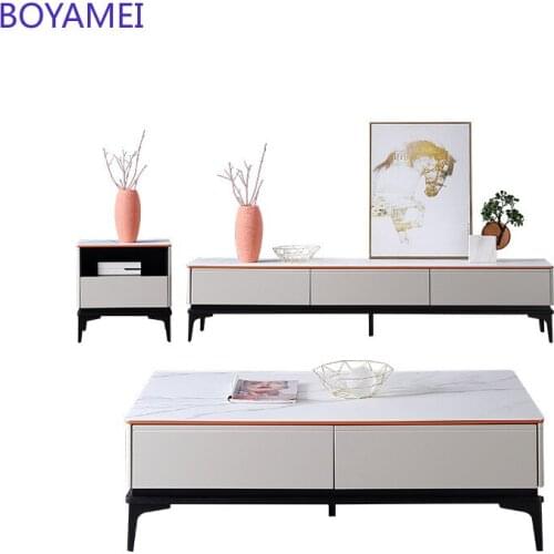 Rock TV cabinet Modern luxury living room small apartment 2021 new coffee table combination Nordic simple storage cabinet